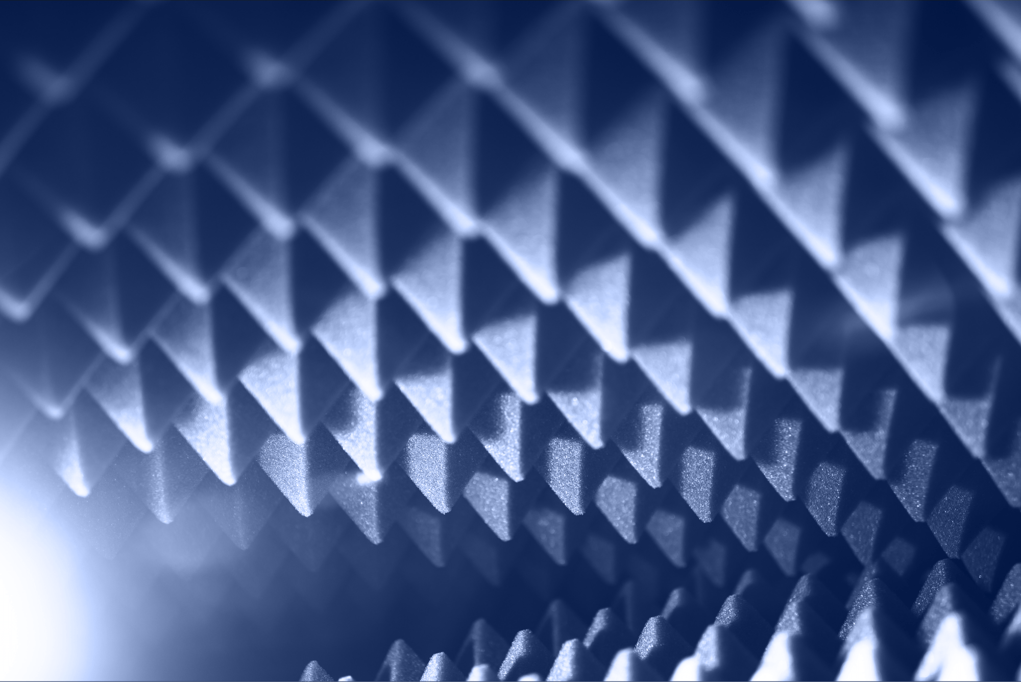 Close-up of tapered pyramidal RF absorber surfaces